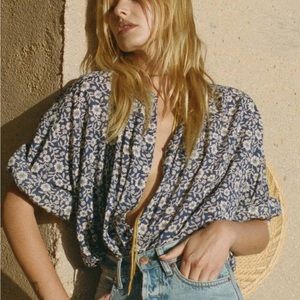 Doen Jane blouse in blue jessamine calico .